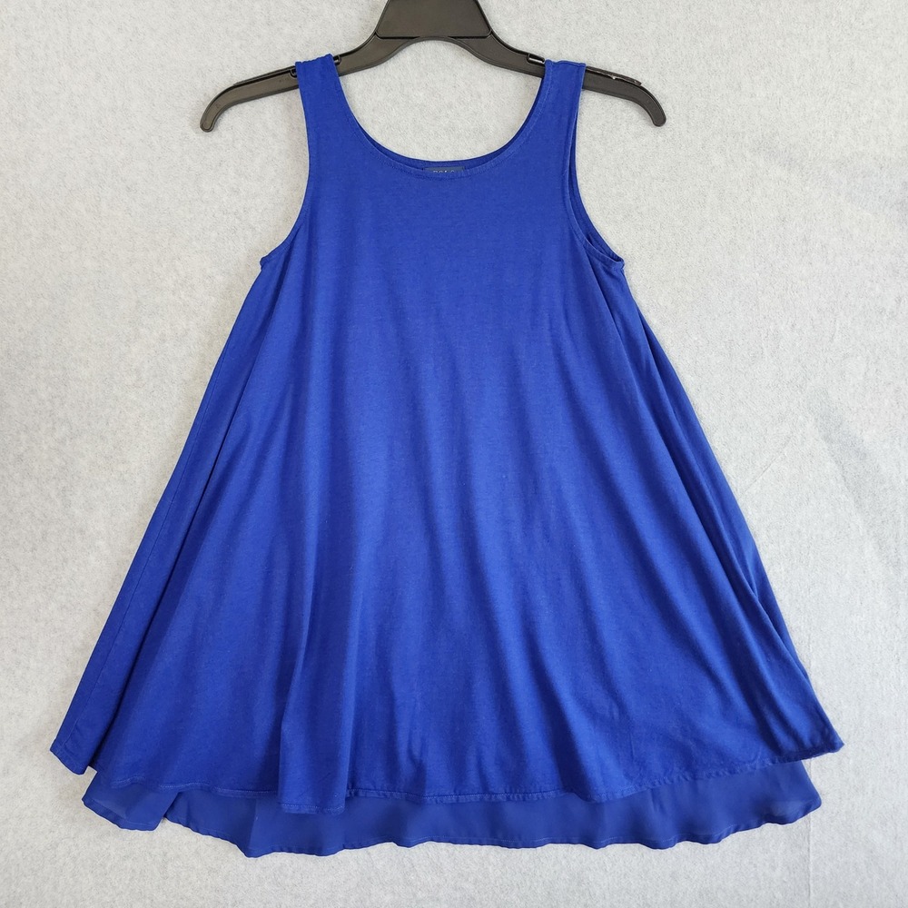 Polo Ralph Lauren Dress Womens L Blue Sleeveless Layered Hem A-Line Cotton Modal